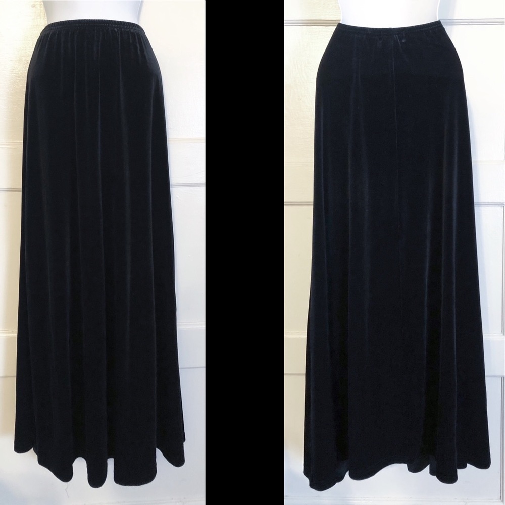 Vintage Vtg witchy Stevie nicks goth nye formal black velvet maxi skirt size L